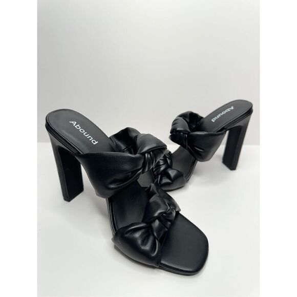 ABOUND Rainey Knotted Heeled Sandal in‎ Black Size 5.5 Square Open Toe Heels - Picture 4 of 9